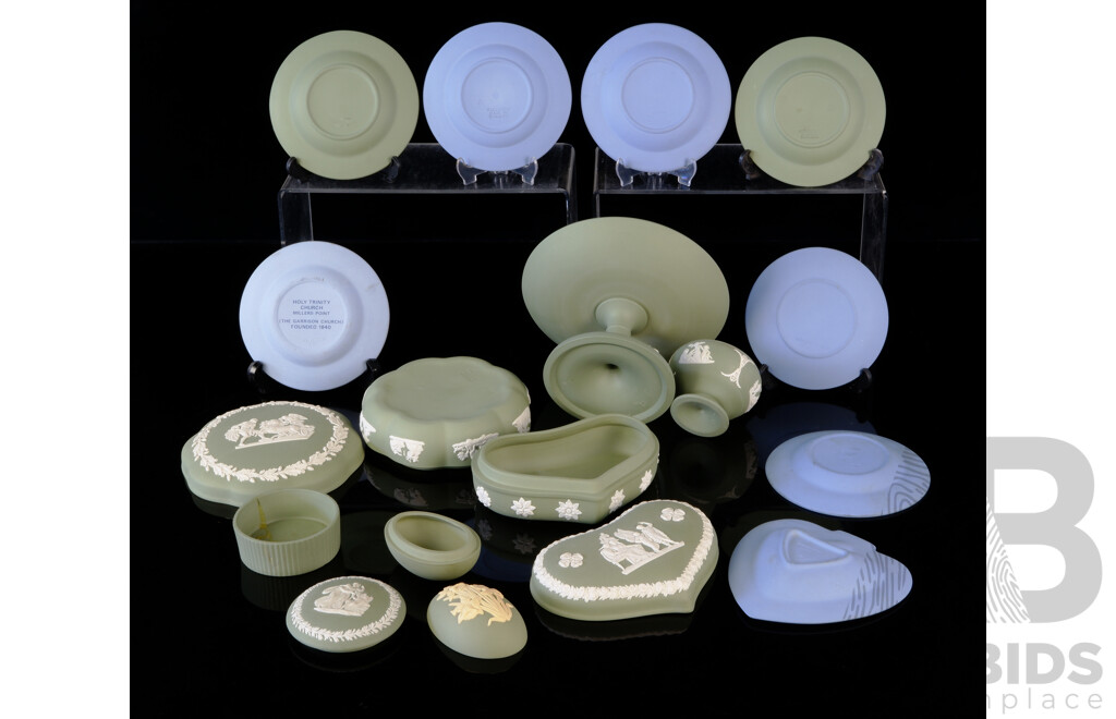 Collection English Wedgwood Jasperware Including Sage Green Examples