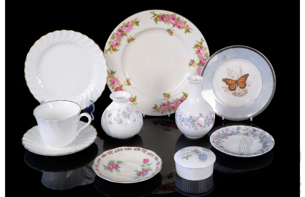 Collection English Wedgwood Porcelain Including Angela, Ice Rose & April Flowers Patterns and More