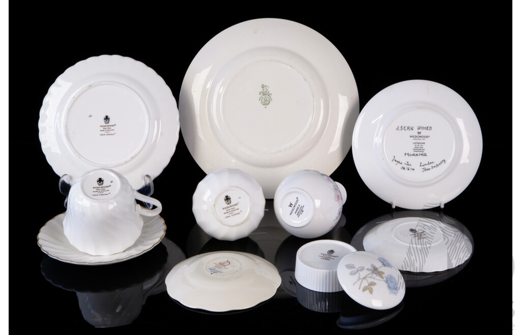 Collection English Wedgwood Porcelain Including Angela, Ice Rose & April Flowers Patterns and More