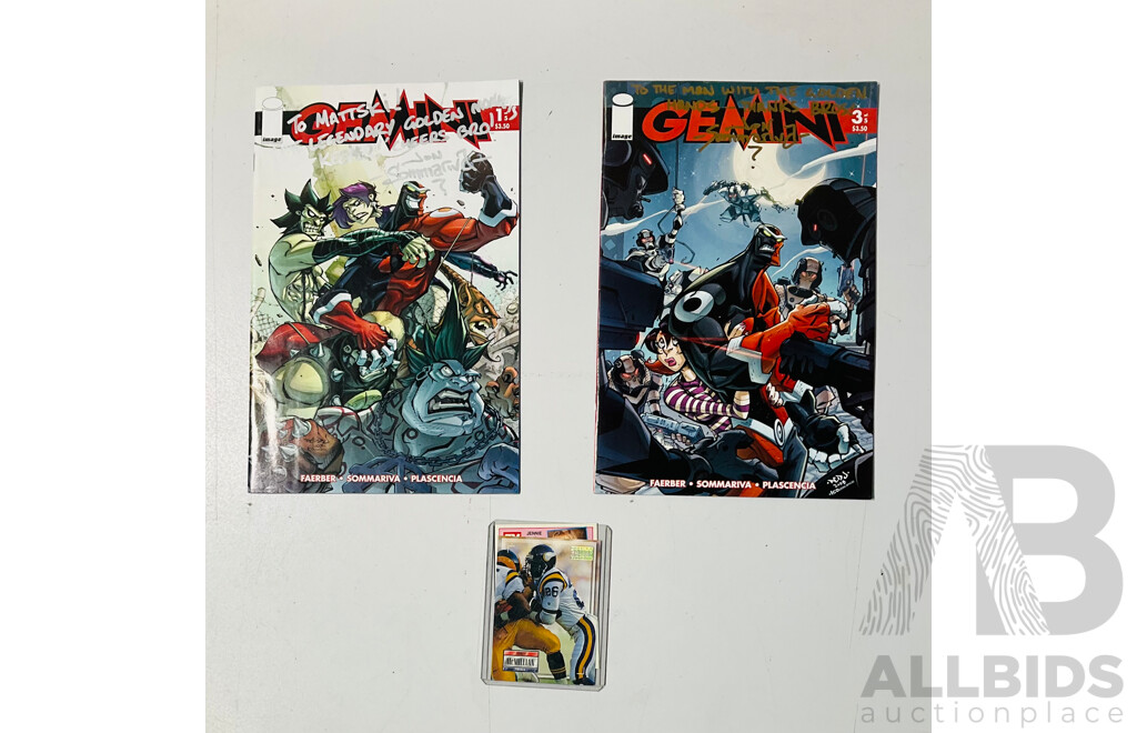 Image Comics, Gemini Numbers 1 & 3, Signed by Artist Jon Sommariva Along Wth Swap Cards