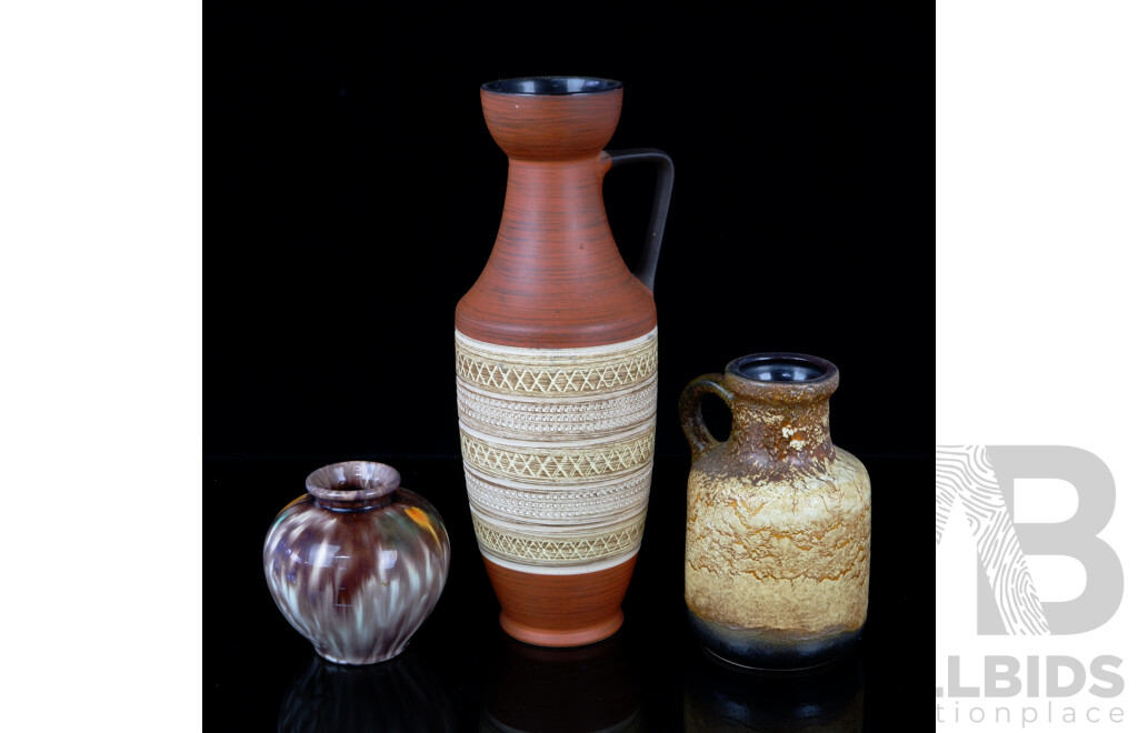 Collection Three Retro West German Ceramic Vases