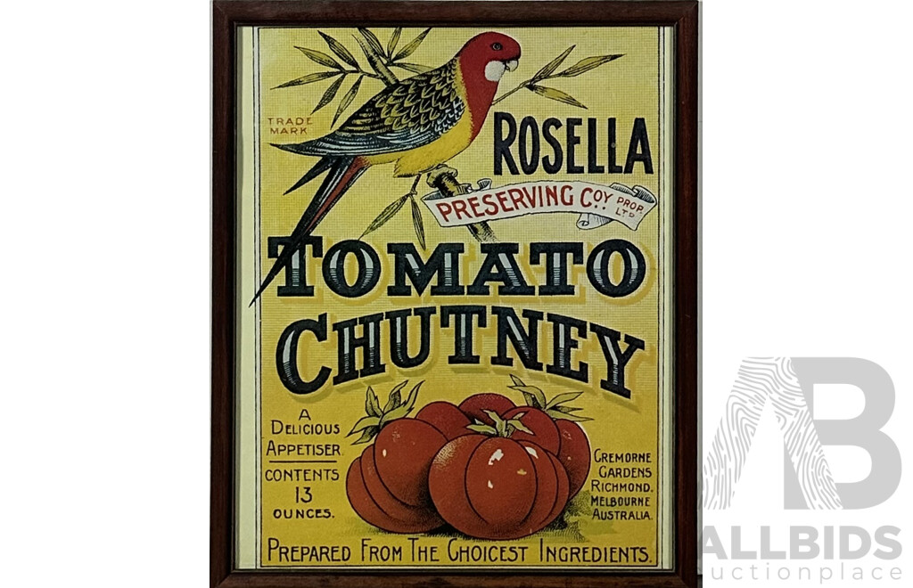 Pair of Framed Vintage Australiana Advertisements, Rosella Tomato Chutney and Foster's Lager, Colour Poster Print, 55 x 44 cm (frames) (2)