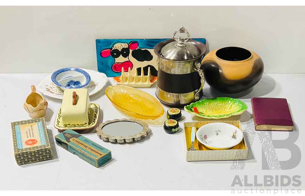 Collection of Retro Kitchen and Homeware Including Platters, Jars, Sharpening Stone and Much More