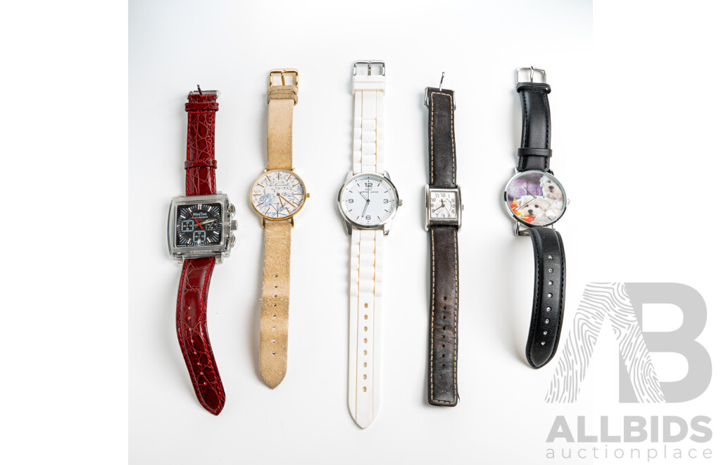 Collection of (5) Ladies Dress Watches Including Fossil & Lorna Jane