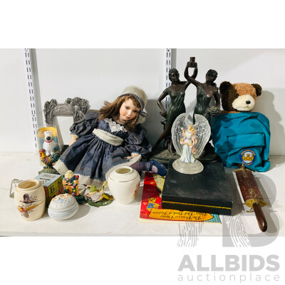 Large Collection of Interesting Decorative Homeware Including Several Statues, the Princess Diana Paper Doll Book of Fashion and Much More