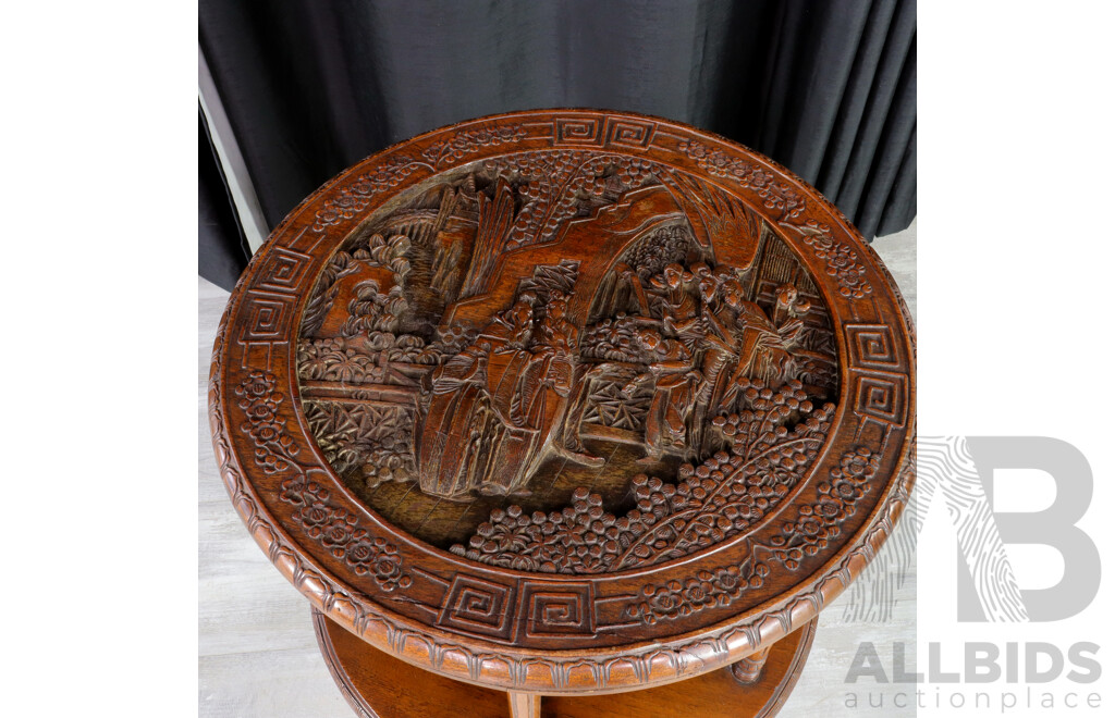 Heavily Carved Chinese Revolving Bookcase