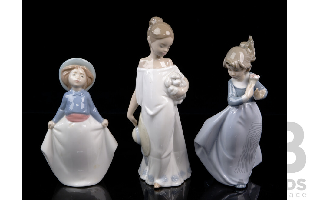 Collection Three Hand Made & Decorated Spanish Nao Porcelain Figures of Children