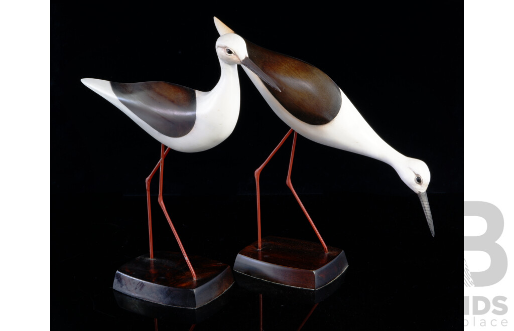 Pair Hand Made Byron Bay Stilts Decorative Bird Figures by Andre Vanne