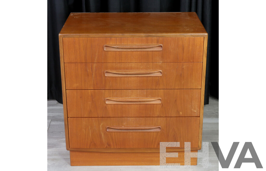 Mid Century Teak Chest of Four Drawers