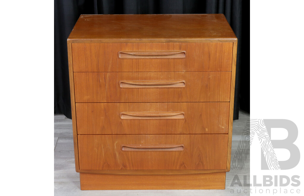 Mid Century Teak Chest of Four Drawers