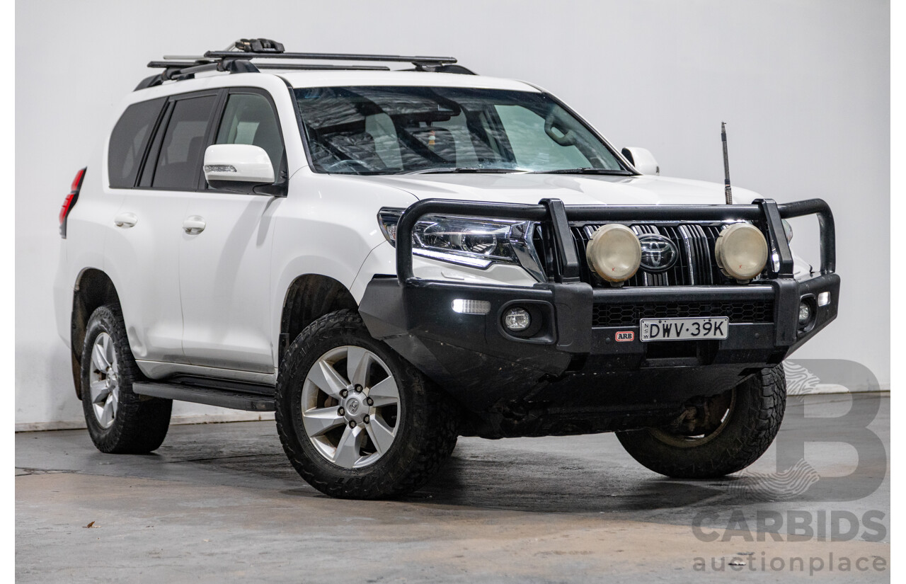 06/2018 Toyota Landcruiser Prado GXL (4x4) Premium Pack GDJ150R MY18 4d Wagon White Turbo Diesel 2.8L - 7 Seater