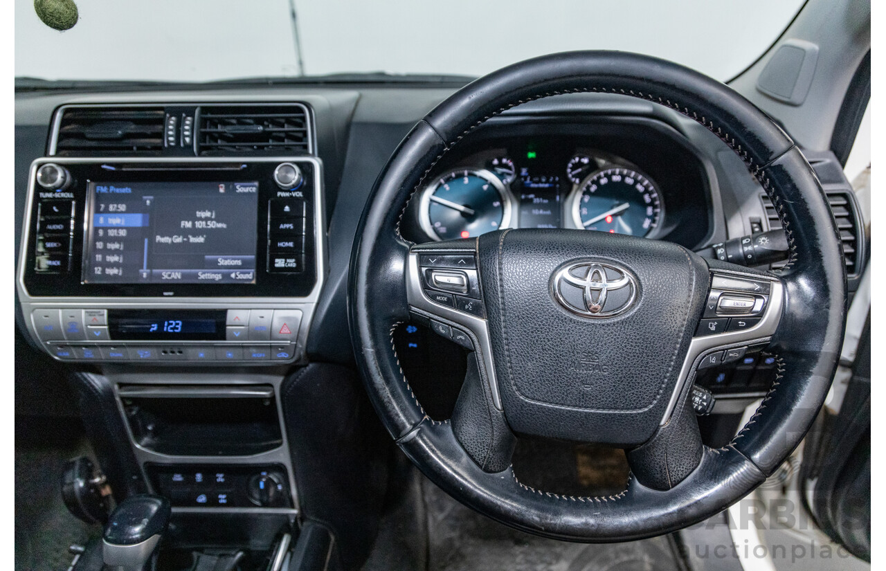 06/2018 Toyota Landcruiser Prado GXL (4x4) Premium Pack GDJ150R MY18 4d Wagon White Turbo Diesel 2.8L - 7 Seater