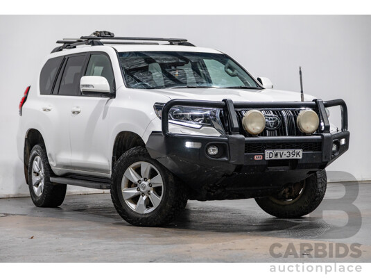 06/2018 Toyota Landcruiser Prado GXL (4x4) Premium Pack GDJ150R MY18 4d Wagon White Turbo Diesel 2.8L - 7 Seater