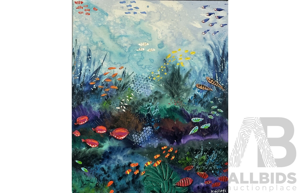 N. Gillings, (Contemporary), Aquatic Diptych - Colours Under the Sea, Acrylic on Canvas, 76.5 x 61 cm (2)