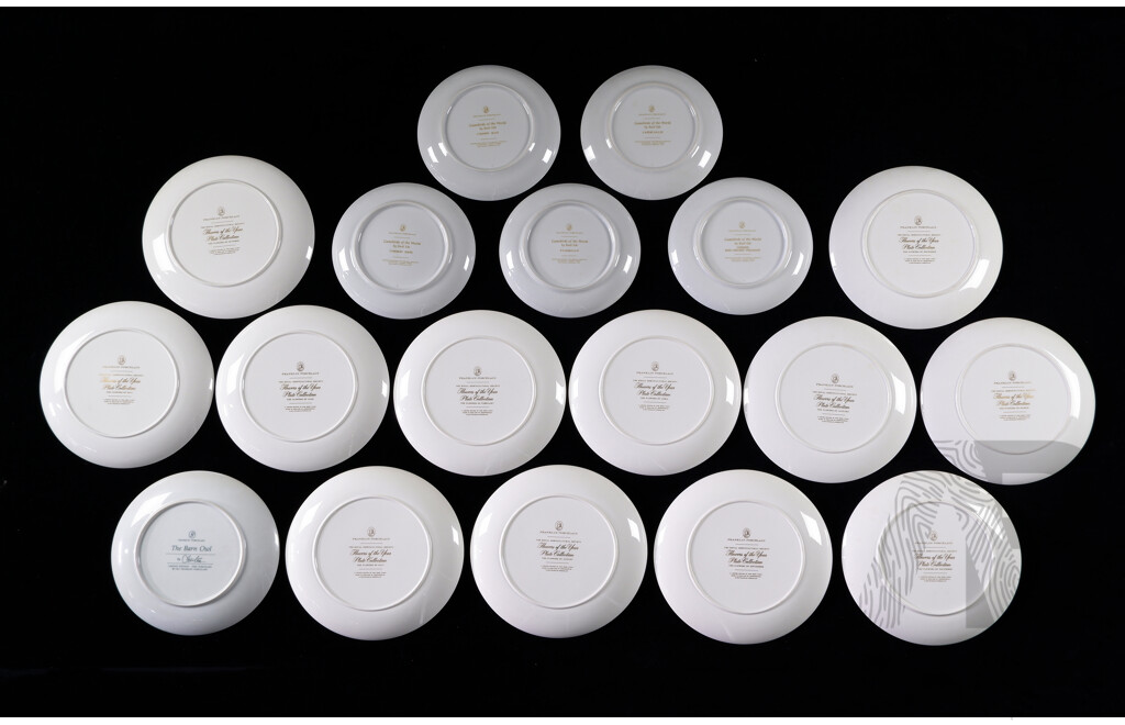 Collection 18 Franklin Porcelain Display Plates in Three Sizes