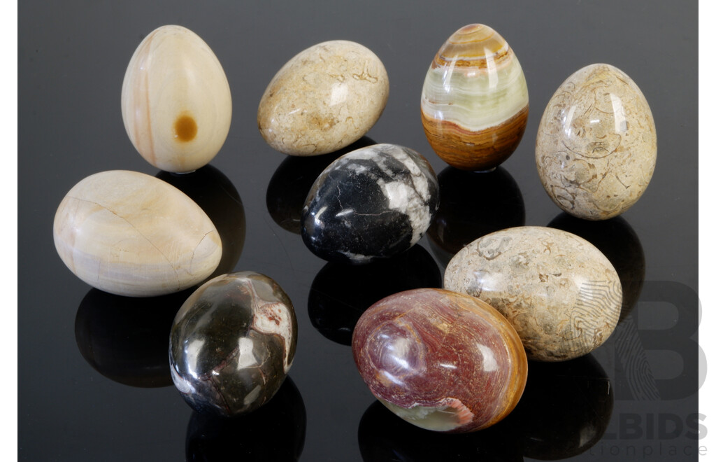 Collection Nine Polished Semi Precious Eggs