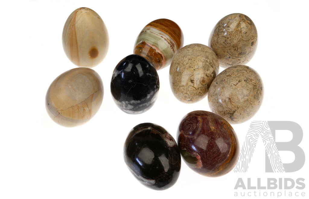 Collection Nine Polished Semi Precious Eggs