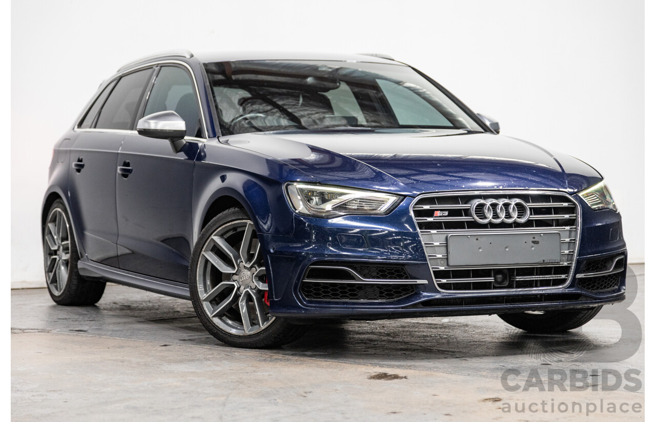 1/2014 Audi S3 Sportback 2.0 TFSI Quattro (AWD) 8V MY14 5d Hatchback Estorial Blue Metallic Turbo 2.0L