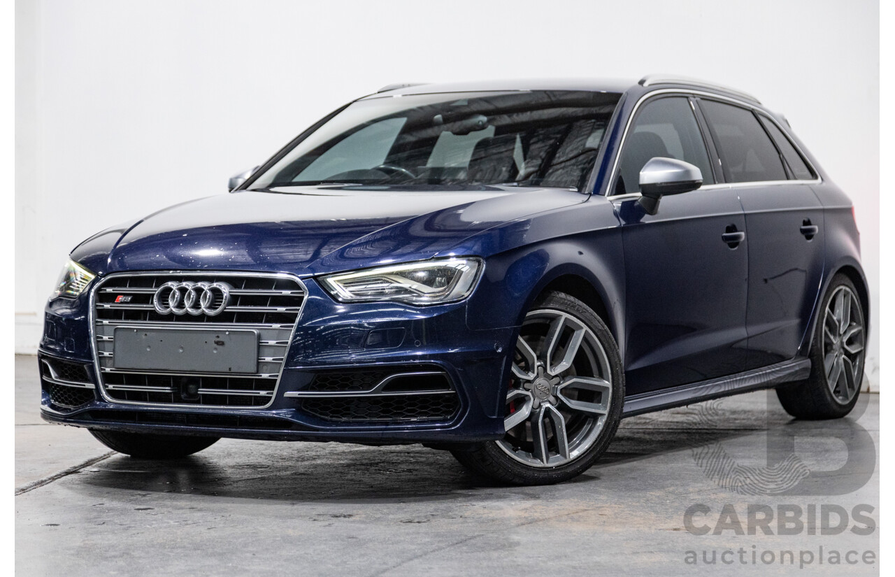 1/2014 Audi S3 Sportback 2.0 TFSI Quattro (AWD) 8V MY14 5d Hatchback Estorial Blue Metallic Turbo 2.0L