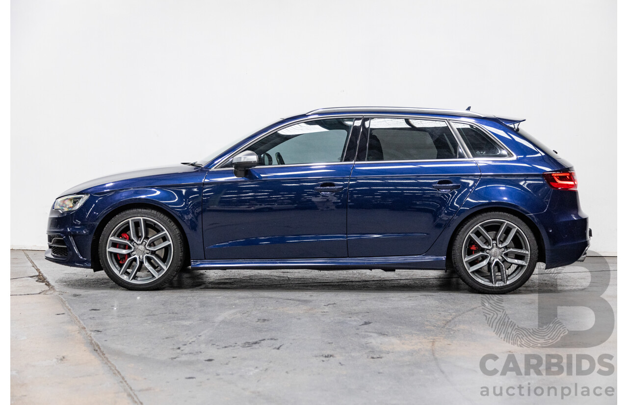 1/2014 Audi S3 Sportback 2.0 TFSI Quattro (AWD) 8V MY14 5d Hatchback Estorial Blue Metallic Turbo 2.0L