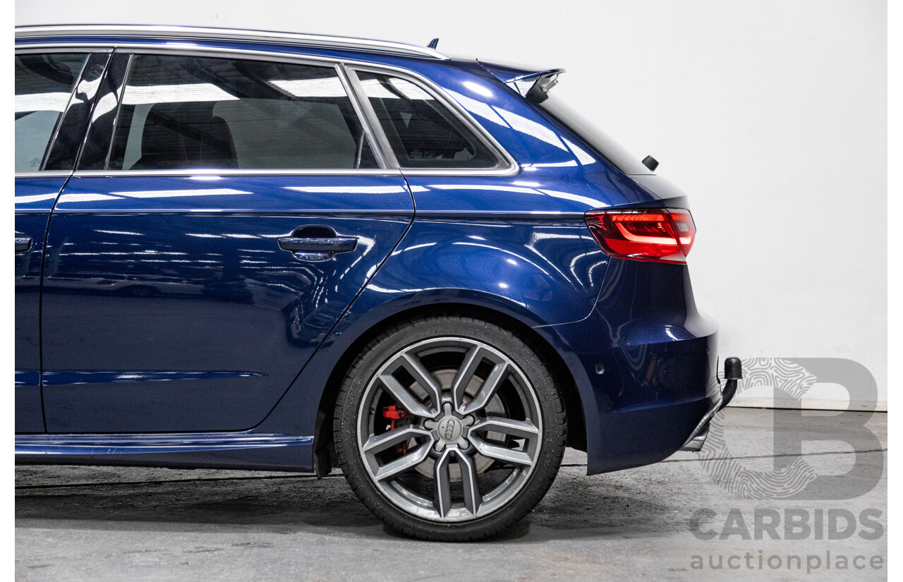 1/2014 Audi S3 Sportback 2.0 TFSI Quattro (AWD) 8V MY14 5d Hatchback Estorial Blue Metallic Turbo 2.0L