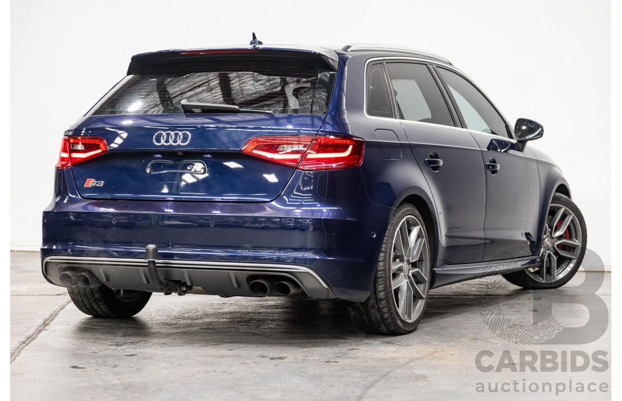 1/2014 Audi S3 Sportback 2.0 TFSI Quattro (AWD) 8V MY14 5d Hatchback Estorial Blue Metallic Turbo 2.0L