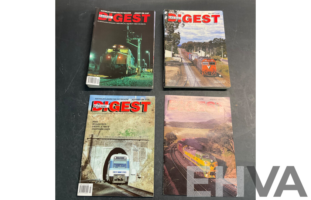 Collection of Australian Railway Historical Society Railway Digest Magazine Issued 1993,1994,1996  - Lot of 20