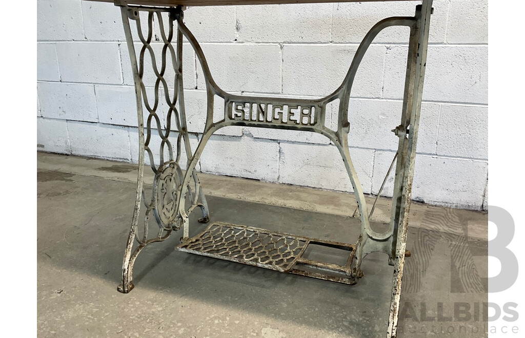 Cast Iron Singer Treadle Base Occasional Table