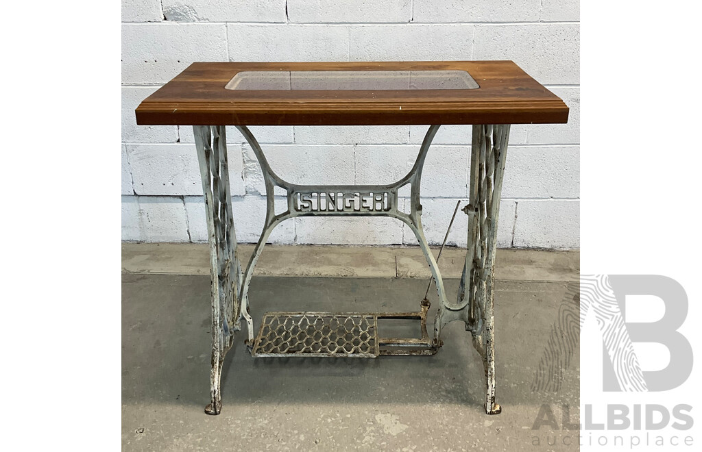 Cast Iron Singer Treadle Base Occasional Table