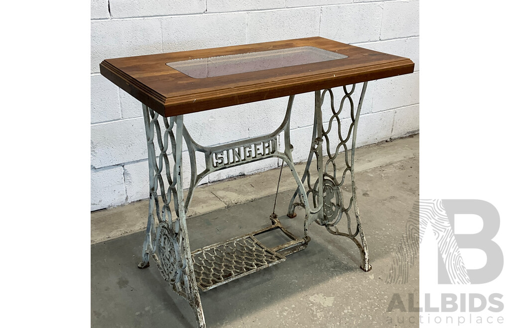 Cast Iron Singer Treadle Base Occasional Table