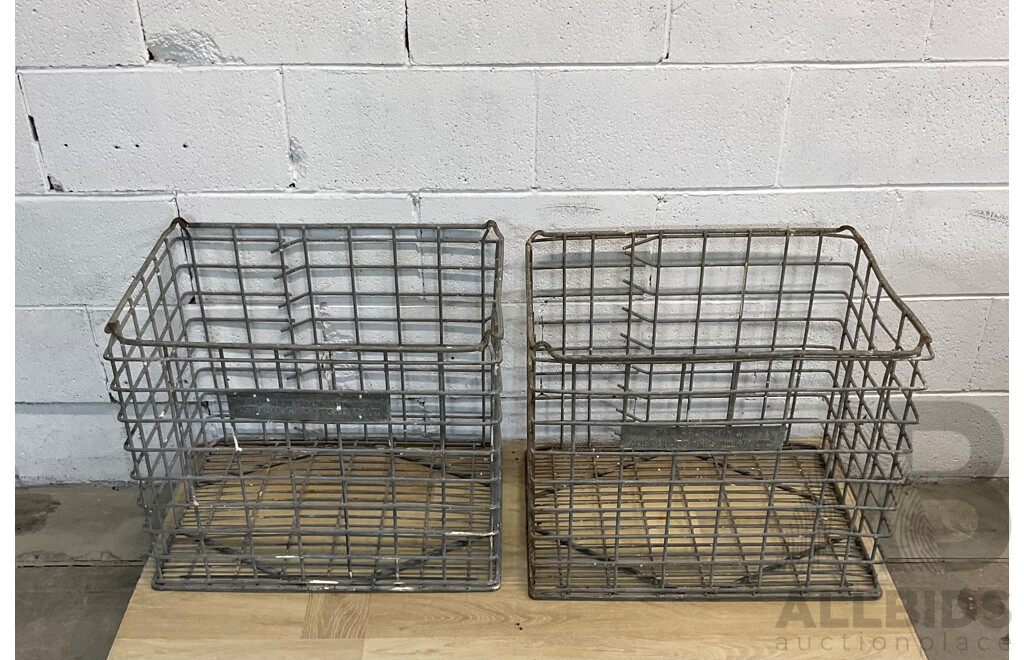 2X Vintage AUST GLASS MFRS Metal Crate