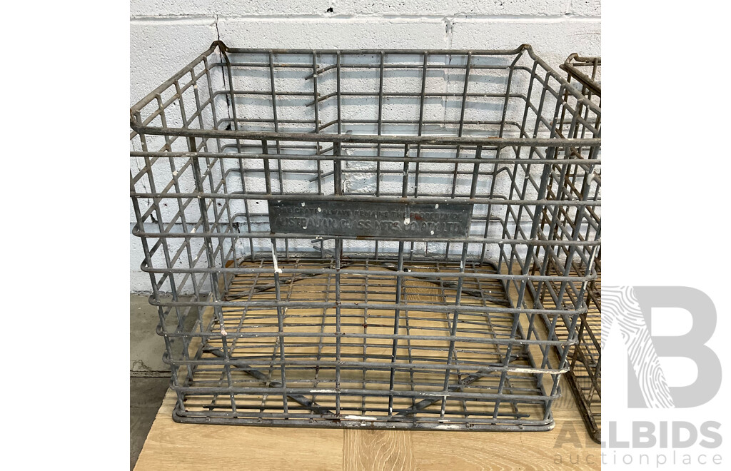 2X Vintage AUST GLASS MFRS Metal Crate