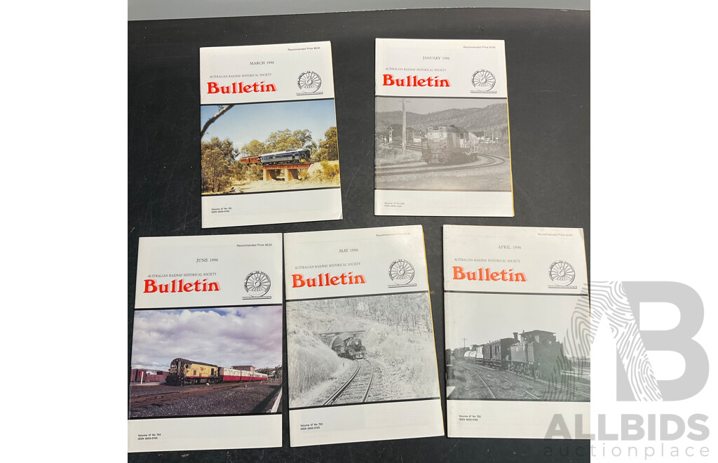 Collection of Australian Railway Historical Society Bulletin Magazine Issued 1993,1994,1996  - Lot of 23