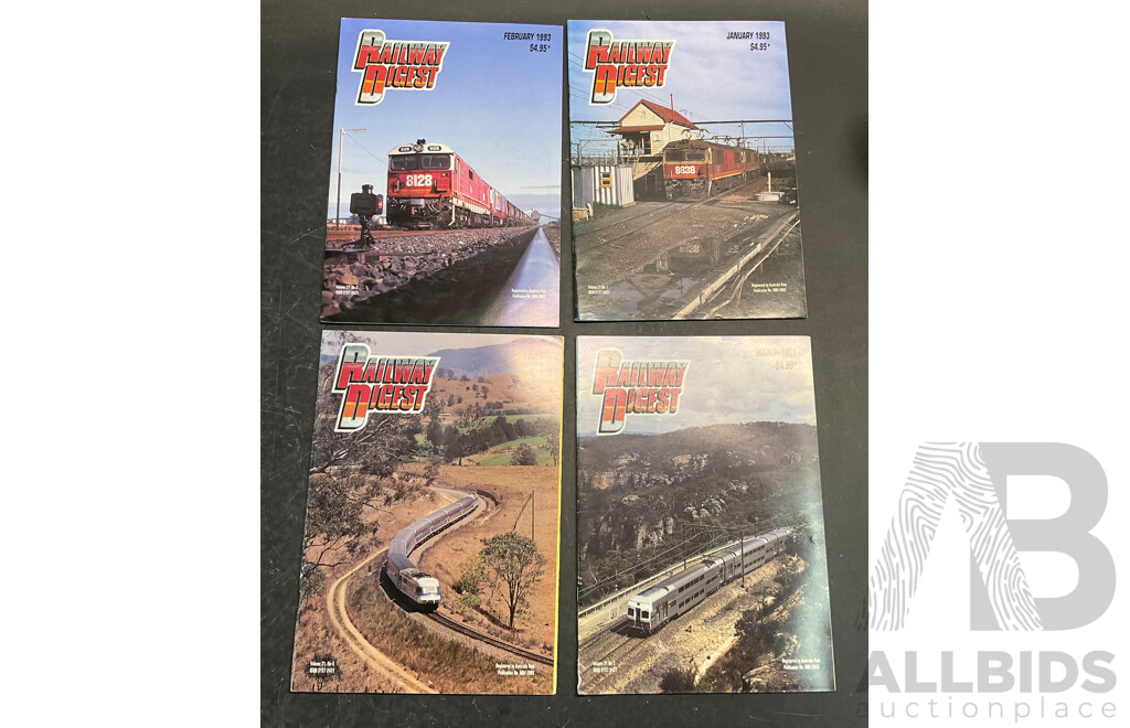 Collection of Railway Digest Magazine Issued 1986,1987,1988,1992,1993  - Lot of 22