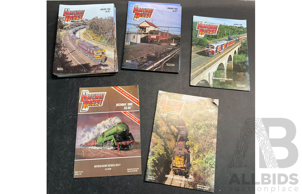 Collection of Railway Digest Magazine Issued 1986,1987,1988,1992,1993  - Lot of 22