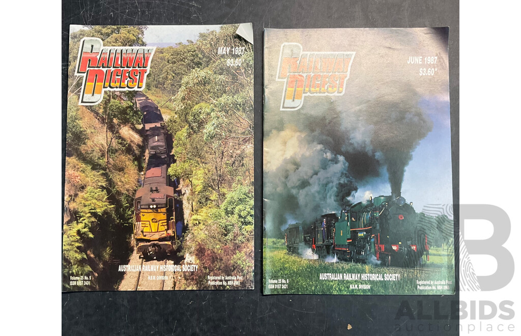 Collection of Railway Digest Magazine Issued 1986,1987,1988,1992,1993  - Lot of 22