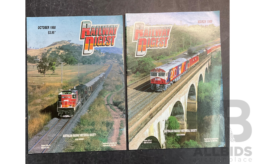 Collection of Railway Digest Magazine Issued 1986,1987,1988,1992,1993  - Lot of 22