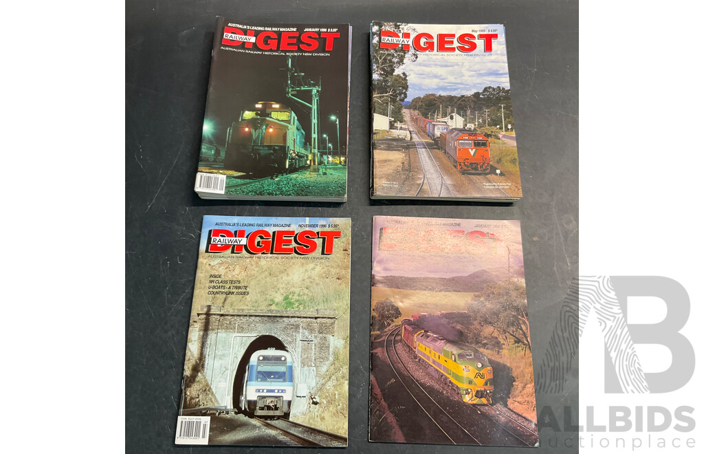 Collection of Australian Railway Historical Society Railway Digest Magazine Issued 1993,1994,1996  - Lot of 20