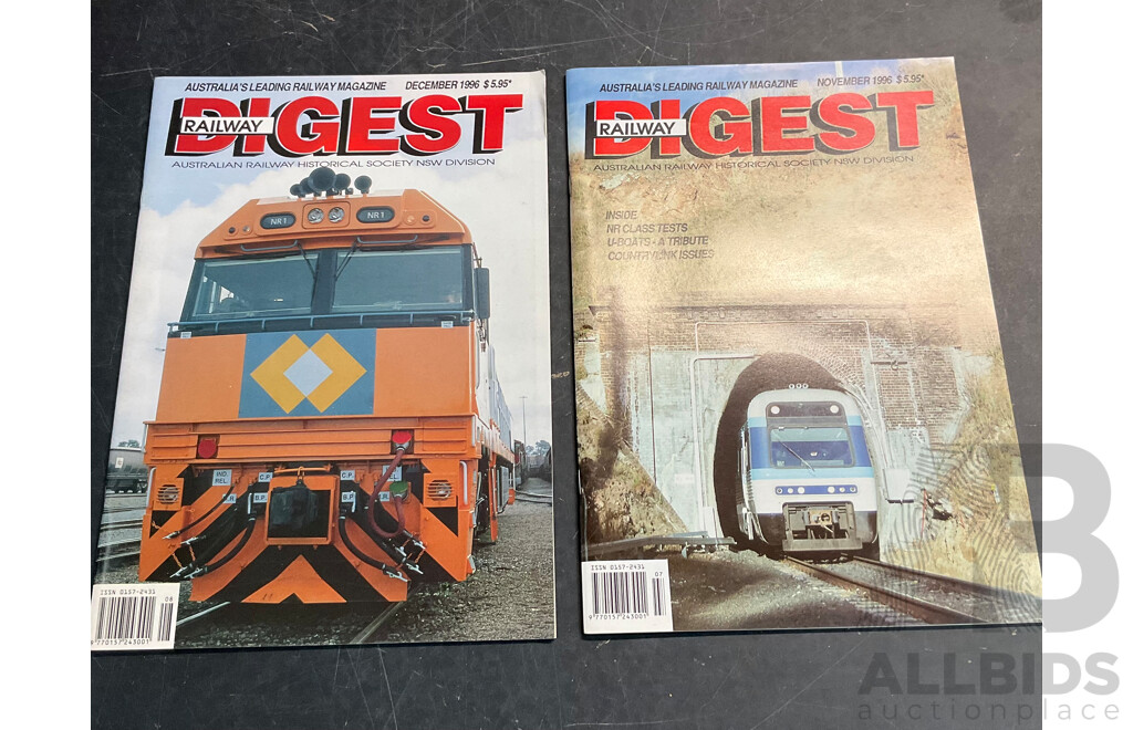 Collection of Australian Railway Historical Society Railway Digest Magazine Issued 1993,1994,1996  - Lot of 20