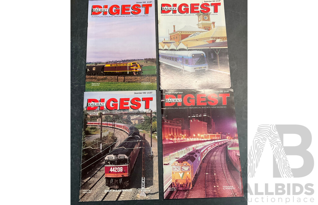 Collection of Australian Railway Historical Society Railway Digest Magazine Issued 1993,1994,1996  - Lot of 20