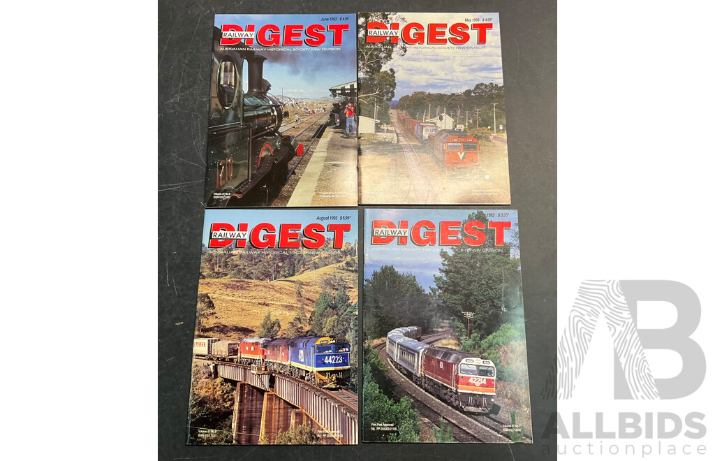 Collection of Australian Railway Historical Society Railway Digest Magazine Issued 1993,1994,1996  - Lot of 20