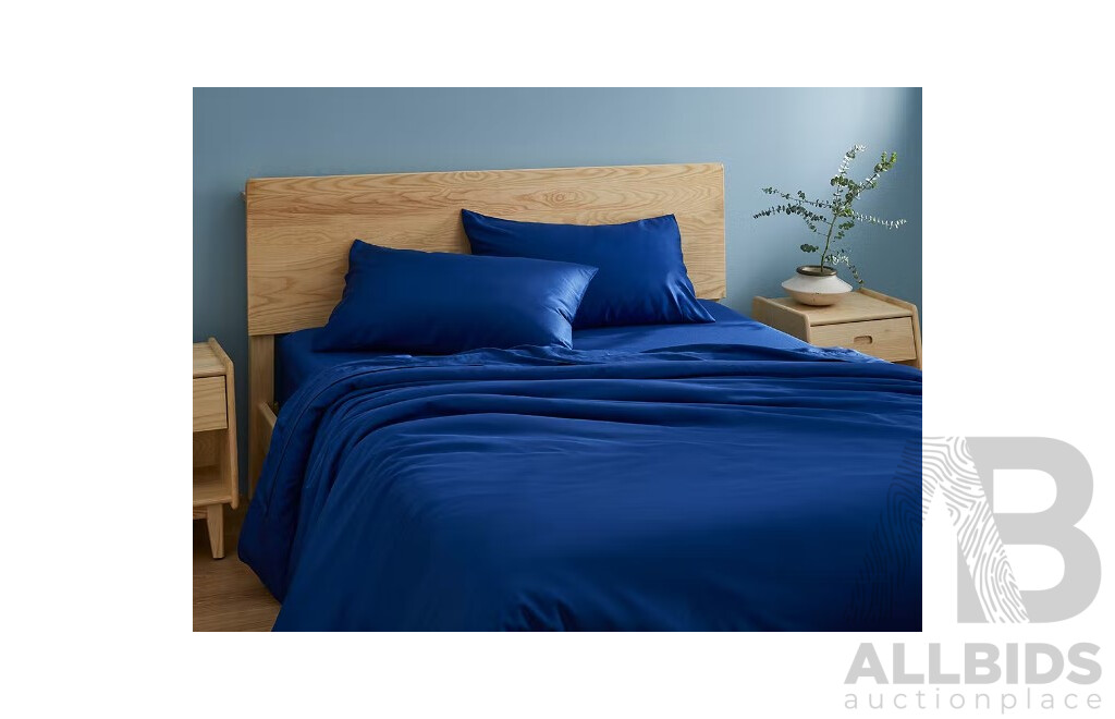 OZ LIVING Duvet Cover Set Bamboo Navy Blue (King) 400TC - ORP $260