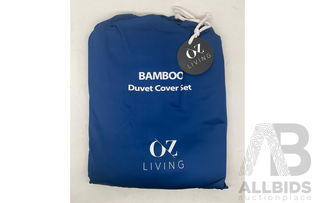 OZ LIVING Duvet Cover Set Bamboo Navy Blue (King) 400TC - ORP $260