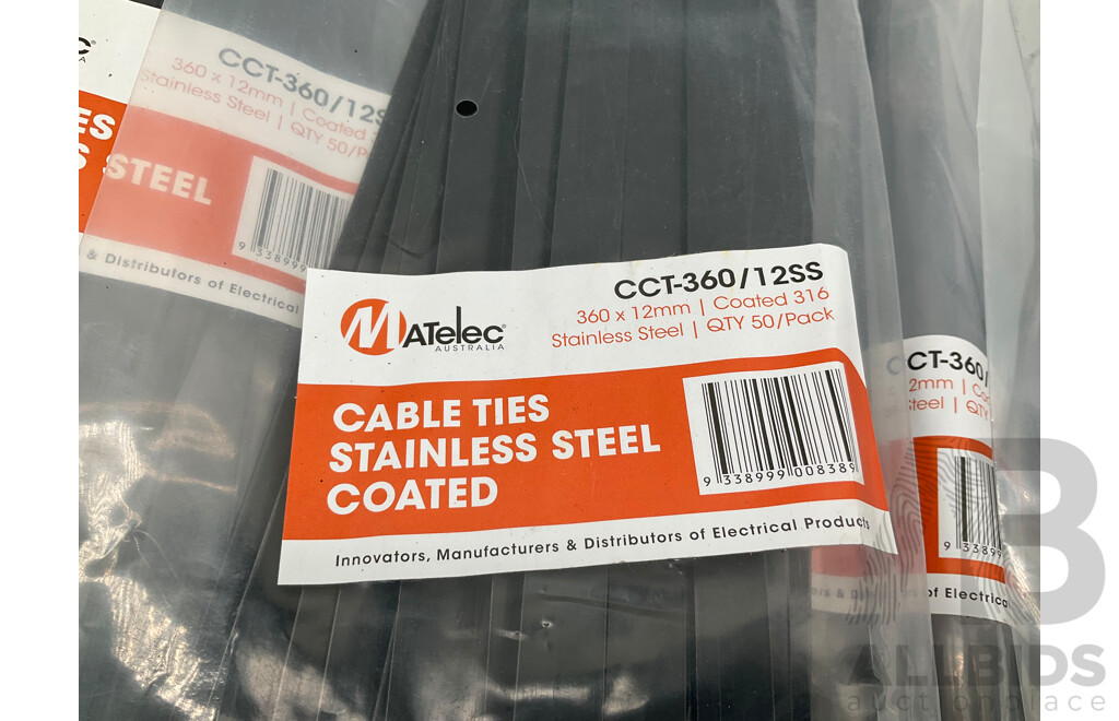 Matelec (CCT-360/12SS) Stainless Steel Coated Cable Ties 700pc