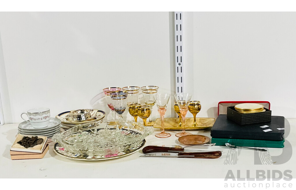 Collection of Interesting Vintage Tableware Including Serving Platters, Stemware, Plates and More