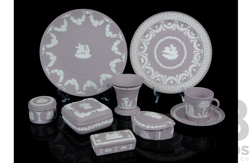 Nice Collection Nine Vintage Wedgwood Lavender Jasperware