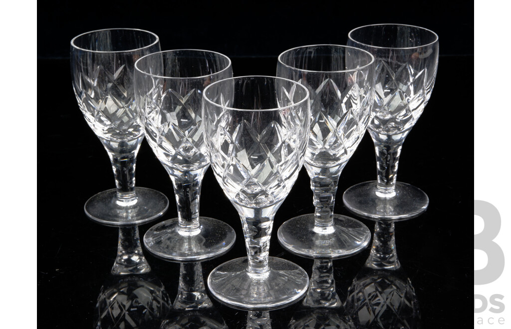 Set Five Vintage English Stuart Crystal Sherry Glasses