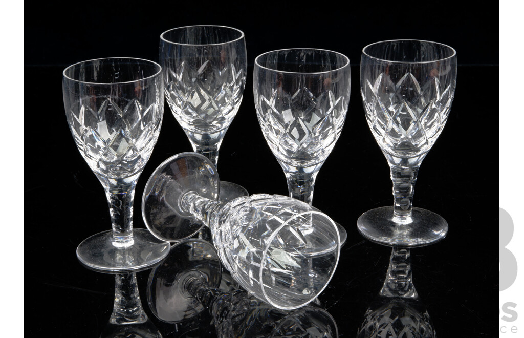 Set Five Vintage English Stuart Crystal Sherry Glasses