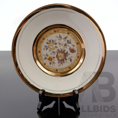 Kyoto Japanese Chokin Ware Porcelain Display Plate with 24K Gold Decoration