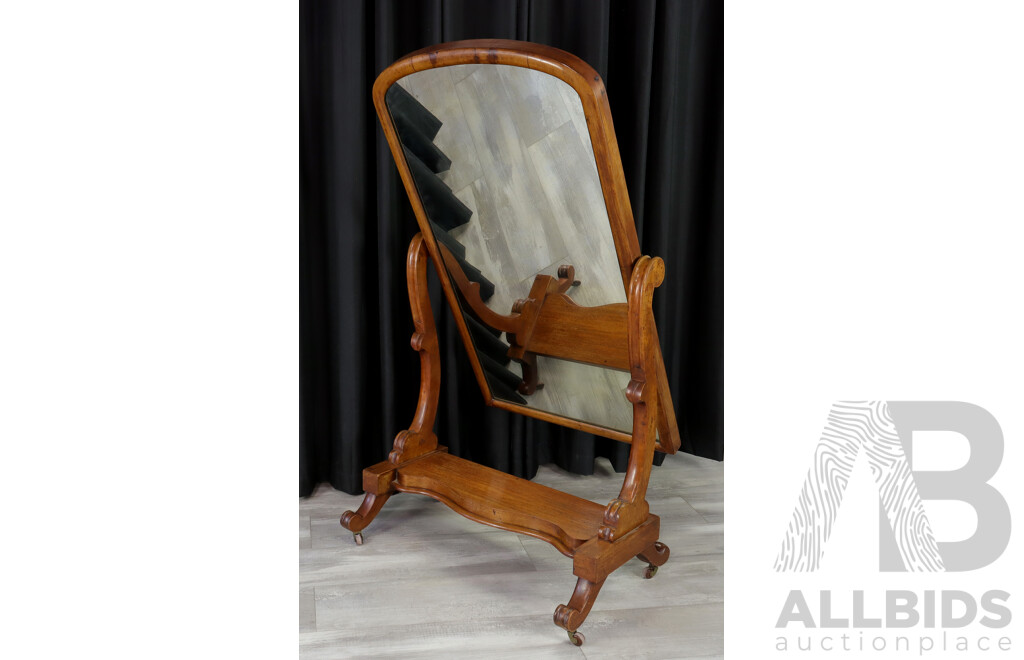 Victorian Mahogany Floor Standing Cheval Mirror